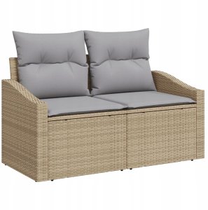 vidaXL Zestaw Sof Ogrodowych 6 Elementowy z Poduszkami Beżowy Polirattan 4