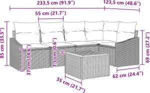 vidaXL 6-częściowy zestaw sof ogrodowych z poduszkami Czarny Polirattan Akacja 4