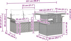 vidaXL 5-elementowy zestaw sof ogrodowych z poduszkami Czarny Polirattan 4