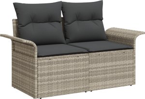 vidaXL Zestaw sof ogrodowych 6 częściowy z poduszkami jasnoszary polirattan 2