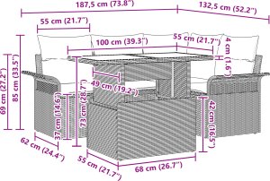 vidaXL 5-częściowy zestaw sof ogrodowych z poduszkami brązowy poli rattan 4