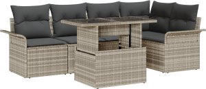 vidaXL 6-częściowy zestaw sof ogrodowych z poduszkami jasnoszary polirattan 2