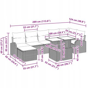 vidaXL 8-częściowy zestaw sof ogrodowych z poduszkami czarny poli rattan 12