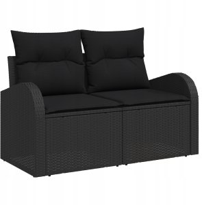 vidaXL 8-częściowy zestaw sof ogrodowych z poduszkami czarny poli rattan 4