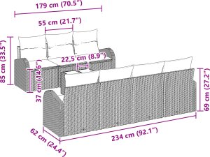 vidaXL Zestaw Sof Ogrodowych 8 Części z Poduszkami Szary Polirattan 2