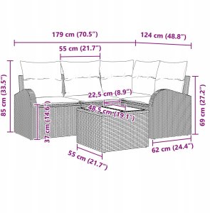vidaXL Zestaw 4 częściowy sof ogrodowych z poduszkami brązowy polirattan 9