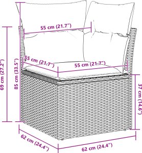 vidaXL 8-elementowy zestaw sof ogrodowych z poduszkami Beżowy Poli Rattan 2