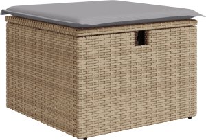 vidaXL Zestaw wypoczynkowy ogrodowy 7 elementów z poduszkami Beżowy Poli Rattan 4