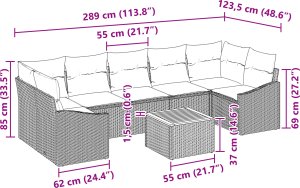 vidaXL 8-częściowy zestaw sof ogrodowych z poduszkami czarny polirattan akacja 3