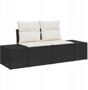 vidaXL Zestaw Sof Ogrodowych 9 Części z Poduszkami Czarny Polirattan 4