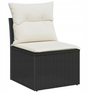 vidaXL Zestaw Sof Ogrodowych 9 Części z Poduszkami Czarny Polirattan 5