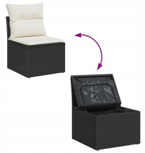 vidaXL Zestaw Sof Ogrodowych 9 Części z Poduszkami Czarny Polirattan 9