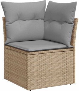 vidaXL Zestaw Sof Ogrodowych 9 Sztuk z Poduszkami Czarne Polirattan 6