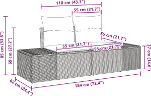 vidaXL 6-częściowy zestaw sofy ogrodowej z poduszkami Czarny Polirattan Akacja 4