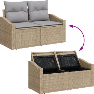 vidaXL Zestaw do jadalni 7 części z poduszkami jasnoszary polirattan 2