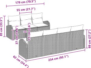 vidaXL Zestaw 8 częściowy sof ogrodowych z poduszkami czarny polirattan akacja 2