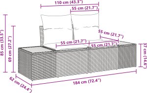 vidaXL 7-częściowy zestaw sof ogrodowych z poduszkami Beżowy Poli Rattan Akacja 3