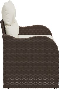 Sofa ogrodowa 2-osobowa z poduszkami brązowa z polirattanu 2