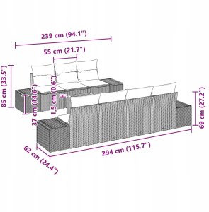 vidaXL Zestaw sofy ogrodowej 8 części z poduszkami Beżowy Polirattan Akacja 9