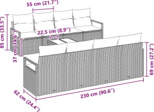 vidaXL 9-częściowy zestaw sof ogrodowych z poduszkami czarny polirattan 4