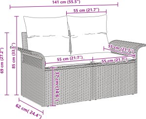 vidaXL 6-częściowy Zestaw Sof Ogrodowych z Poduszkami Szary Rattan Akacja 4
