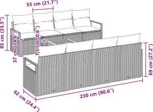 vidaXL 9-częściowy zestaw sof ogrodowych z poduszkami czarny polirattan akacja 5