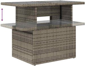 9-częściowy Zestaw Sofy Ogrodowej vidaXL z Poduszkami Szary Poli Rattan 9