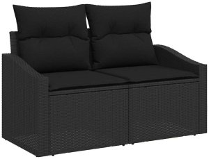 vidaXL Zestaw do Jadalni Ogrodowej 7-częściowy z Poduszkami Czarny Polirattan Akacja 4