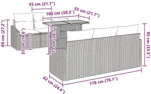 vidaXL Zestaw do Jadalni Ogrodowej 7-częściowy z Poduszkami Czarny Polirattan Akacja 10