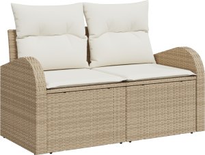 vidaXL 7-częściowy zestaw sofy ogrodowej z poduszkami beżowy rattan PE 2