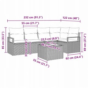 Zestaw sofy ogrodowej vidaXL 5-częściowy z poduszkami szary polirattan 12