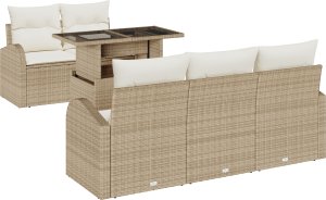 vidaXL Zestaw sof ogrodowych 6-częściowy z poduszkami beżowy polirattan 2