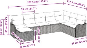 vidaXL Zestaw Sofy Ogrodowej 8 Części z Poduszkami Jasnoszary Polirattan 3
