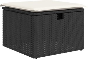 vidaXL Zestaw sofy ogrodowej 8 części z poduszkami czarny poli rattan 4