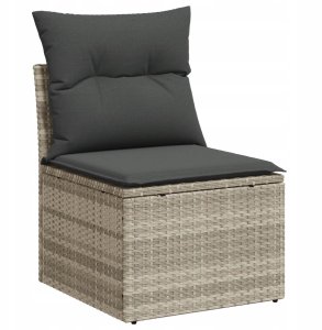 vidaXL Zestaw sześciu sof ogrodowych z poduszkami jasnoszarymi poli rattan 18