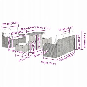 vidaXL 8-częściowy zestaw sof ogrodowych z poduszkami Beżowy Poli Rattan Akacja 11