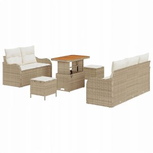 vidaXL 8-częściowy zestaw sof ogrodowych z poduszkami Beżowy Poli Rattan Akacja 13