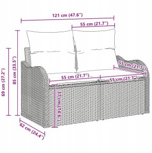 vidaXL 8-częściowy zestaw sof ogrodowych z poduszkami Beżowy Poli Rattan Akacja 10