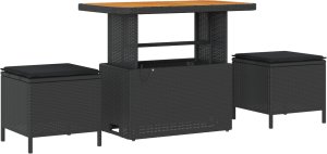 vidaXL Zestaw sofy ogrodowej 9-elementowy z poduszkami Czarny Rattan Akacja 4