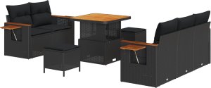 vidaXL Zestaw sof ogrodowych 8-częściowy z poduszkami czarny poli rattan akacja 2