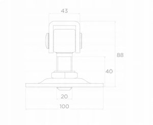 Zawias PSG 61.019 z szyldem 100x100x4mm - gwint M20 (regulowany) 2