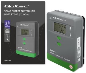 Ładowarka Qoltec Solarny regulator ładowania MPPT z czujnikiem temperatury 30A | 12V/24V | LCD | 2xUSB | Bluetooth | APP | GEL | LiFePO4 11