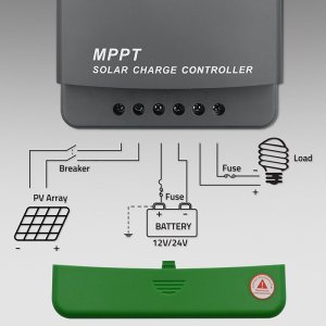 Ładowarka Qoltec Solarny regulator ładowania MPPT z czujnikiem temperatury 30A | 12V/24V | LCD | 2xUSB | Bluetooth | APP | GEL | LiFePO4 3