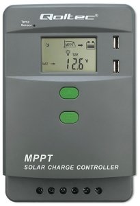 Ładowarka Qoltec Solarny regulator ładowania MPPT z czujnikiem temperatury 30A | 12V/24V | LCD | 2xUSB | Bluetooth | APP | GEL | LiFePO4 8
