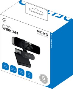 Internetinė kamera DELTACO, 2K QHD su 360° pasisukimu, pakreipiama aukštyn/žemyn, 2MP, juodas / W-200 / 1902913 6