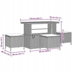 9-elementowy zestaw sof ogrodowych vidaXL z poduszkami Czarny Polirattan Akacja 11