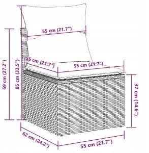 9-elementowy zestaw sof ogrodowych vidaXL z poduszkami Czarny Polirattan Akacja 12