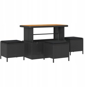 9-elementowy zestaw sof ogrodowych vidaXL z poduszkami Czarny Polirattan Akacja 16