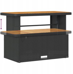 9-elementowy zestaw sof ogrodowych vidaXL z poduszkami Czarny Polirattan Akacja 9