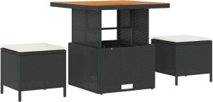 vidaXL 11-częściowy zestaw sof ogrodowych z poduszkami Czarny Polirattan Akacja 2